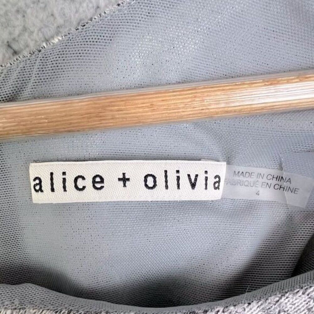 ALICE & OLIVIA WOMENS ASYMMETRICAL DRESS GRAY BLEND SIZE 4 - Picture 3 of 9